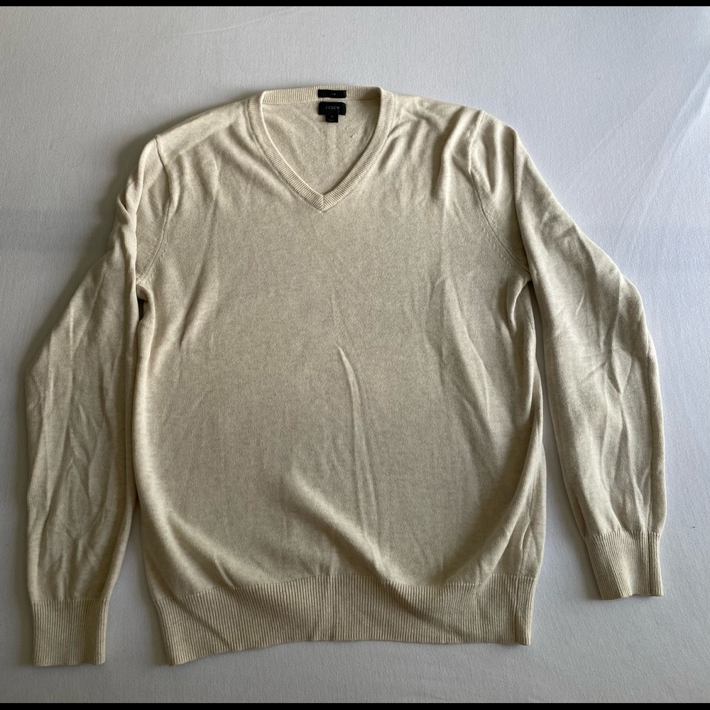 Cream V-Neck Mens Sweater